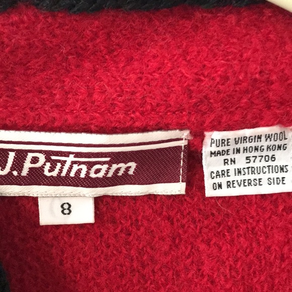 Red Black Floral Pure Vegan Wool Cardigan Size 8 - Picture 10 of 11